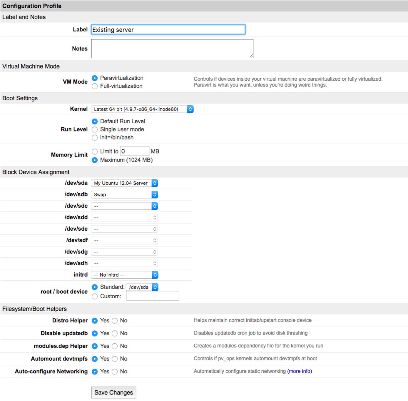 Creating a configuration profile