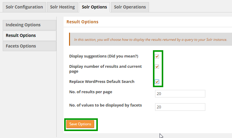 WPSolr Result Options